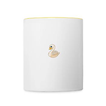 C’est mon costume humain, je suis vraiment un cygne - Mug contrasté - blanc/jaune - Devant