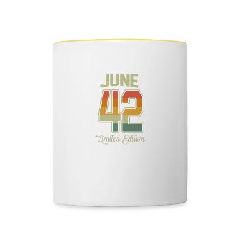 Vintage 80e anniversaire Juin 1942 Athlètes - Mug contrasté - blanc/jaune - Devant