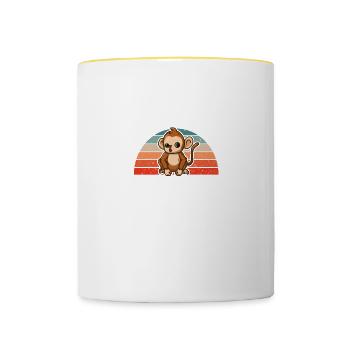Singes Singes Mon Animal Spirituel Est Un Singe - Mug contrasté - blanc/jaune - Devant