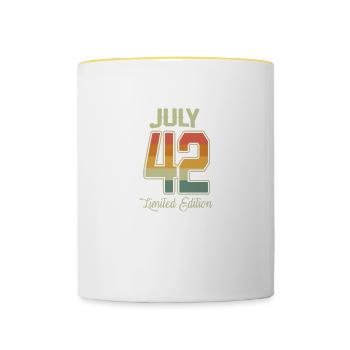Vintage 80e anniversaire Juillet 1942 Athlètes - Mug contrasté - blanc/jaune - Devant