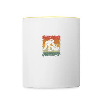 Vintage Jiu Jitsu Mom Like Normal Mom Only Cooler - Tasse zweifarbig - Weiß/Gelb - Vorne