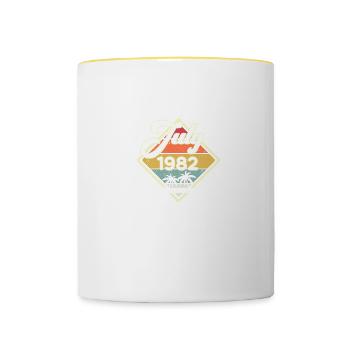 Millésime Juillet 1982 40 ans 40ème anniversaire - Mug contrasté - blanc/jaune - Devant