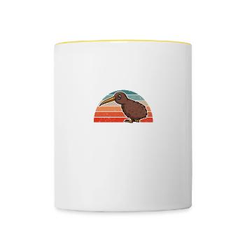 Oiseau néo-zélandais My Spirit Animal est un kiwi - Mug contrasté - blanc/jaune - Devant