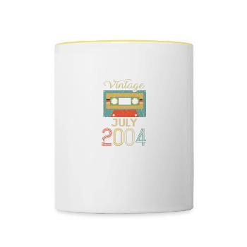 Cadeau 18ème anniversaire 2004 Juillet 18 ans - Mug contrasté - blanc/jaune - Devant