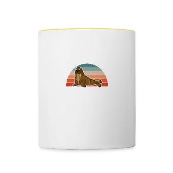 Walross Seekuh Robbe My Spirit Animal Is A Walrus - Tasse zweifarbig - Weiß/Gelb - Vorne