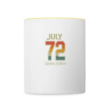 Vintage 50ème anniversaire Juillet 1972 Athlètes - Mug contrasté - blanc/jaune - Devant