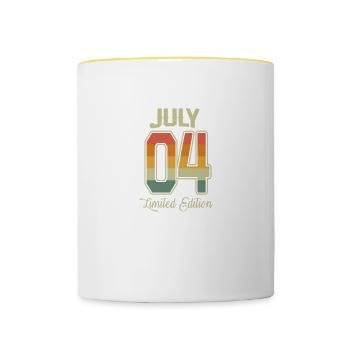 Vintage 18th Birthday July 2004 Sports Gift - Contrasting Mug - white/yellow - Front