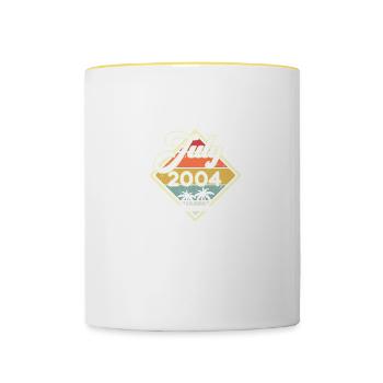 Millésime Juillet 2004 18 ans 18ème anniversaire - Mug contrasté - blanc/jaune - Devant