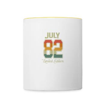 Millésime 40e anniversaire Juillet 1982 Athlètes - Mug contrasté - blanc/jaune - Devant