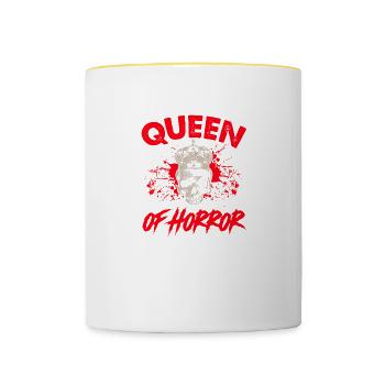 Queen Of Horror Movie Halloween Crown Skull - Contrasting Mug - white/yellow - Front