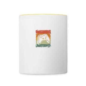 Maman joueuse vintage comme une mère normale gaming - Mug contrasté - blanc/jaune - Devant