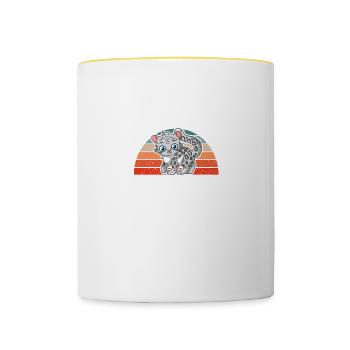 Schneeleopard Mon animal spirituel est un léopard des neiges - Mug contrasté - blanc/jaune - Devant