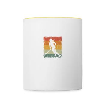 Hockey Mom Wie Eine Normale Mutter Hockeyspieler - Tasse zweifarbig - Weiß/Gelb - Vorne