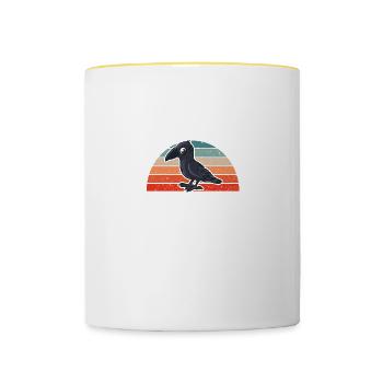 Retro Vintage My Spirit Animal Is A Raven - Contrasting Mug - white/yellow - Front