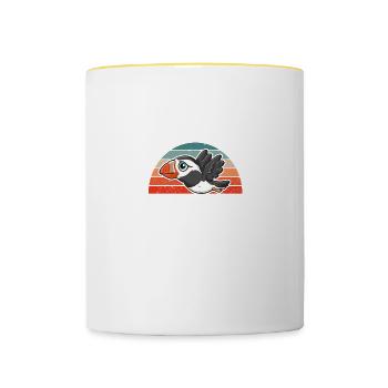 Macareux mon animal spirituel est un macareux - Mug contrasté - blanc/jaune - Devant