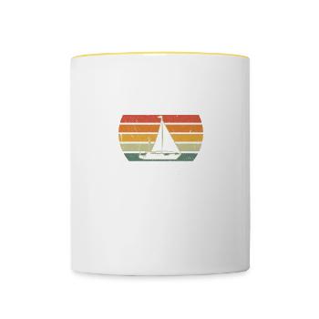 Retro Sailing Dad Like A Regular Dad But Cooler - Contrasting Mug - white/yellow - Front