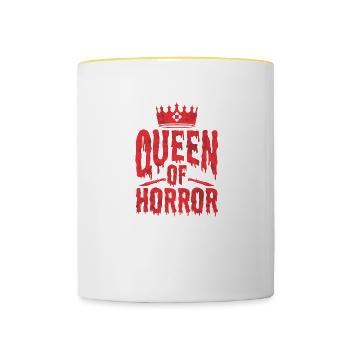 Queen Of Horror For Scary Films Lover Halloween - Contrasting Mug - white/yellow - Front
