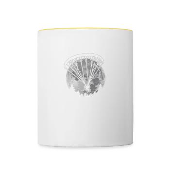Parapente de parachutisme de pleine lune - Mug contrasté - blanc/jaune - Devant