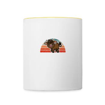 Retro Vintage My Spirit Animal Is A Yak - Contrasting Mug - white/yellow - Front
