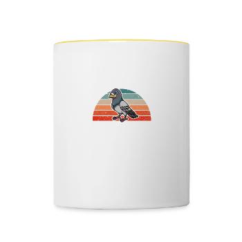 Colombophiles Oiseaux Mon Animal est un pigeon - Mug contrasté - blanc/jaune - Devant