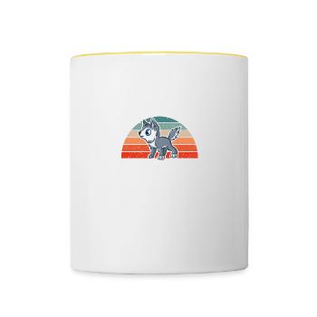 Vollmond Wölfe Heulen My Spirit Animal Is A Wolf - Tasse zweifarbig - Weiß/Gelb - Vorne