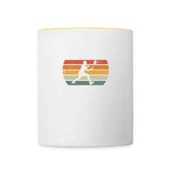 Retro Badminton Dad Like A Regular Dad But Cooler - Contrasting Mug - white/yellow - Front
