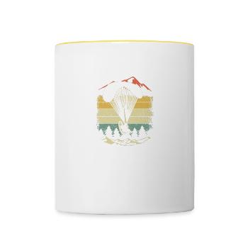 Paragleieter Rétro Paraglider Parachute Parachute - Mug contrasté - blanc/jaune - Devant