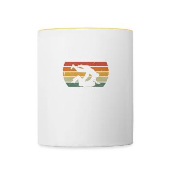 Retro Judo Dad Like A Regular Dad But Cooler - Contrasting Mug - white/yellow - Front