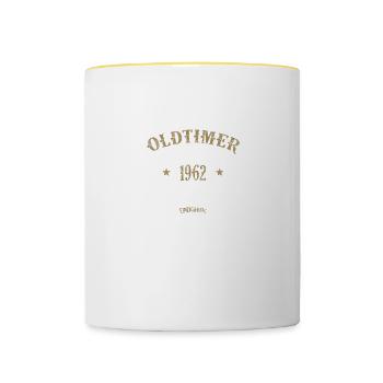 Geboren 1962 60. Geburtstag Oldtimer born aus 1962 - Tasse zweifarbig - Weiß/Gelb - Vorne