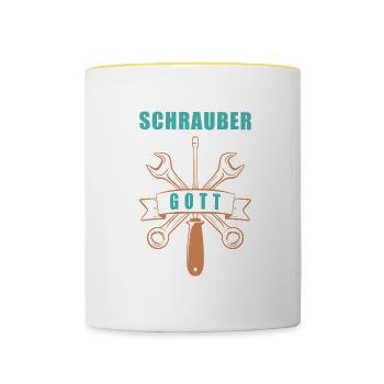 Mechaniker Schrauber Werkstatt Mechatroniker - Tasse zweifarbig - Weiß/Gelb - Vorne