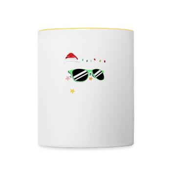 Noël Été Santa Beach Sun Holiday X-Mas - Mug contrasté - blanc/jaune - Devant
