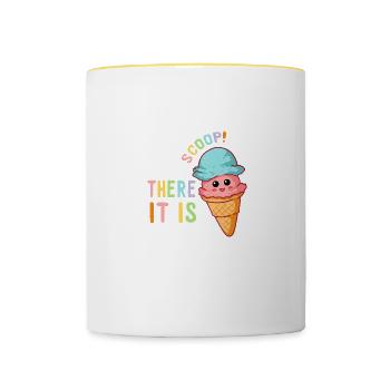 Scoop There It Is Eiscreme Eis Essen Sommer - Tasse zweifarbig - Weiß/Gelb - Vorne