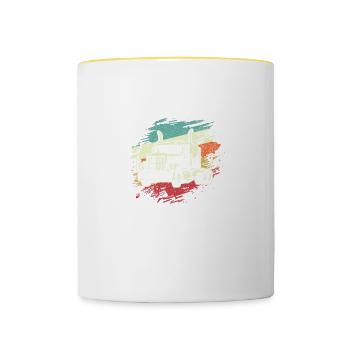 Trucker LKW Fahrer Brummiefahrer Lastwagen - Tasse zweifarbig - Weiß/Gelb - Vorne