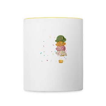 Amateur de crème glacée La vie est meilleure avec des saupoudrages - Mug contrasté - blanc/jaune - Devant