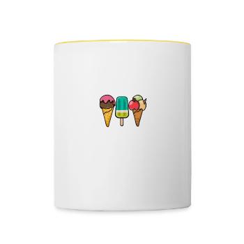 Eiscreme Liebhaber Kindergeburtstag 3 Jahre B-Day - Tasse zweifarbig - Weiß/Gelb - Vorne