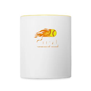 I Know I Play Like A Girl Try To Keep Up Softball - Contrasting Mug - white/yellow - Front