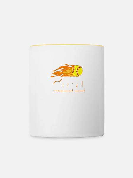 I Know I Play Like A Girl Try To Keep Up Softball - Contrasting Mug - white/yellow