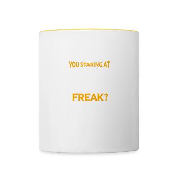 What Are You Staring At You Two-Legged Freak - Contrasting Mug - white/yellow - Front