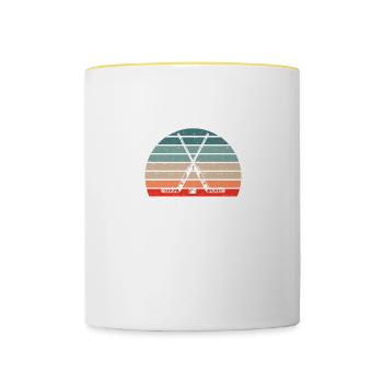 Eishocky Hockeyspieler Torwart Hockey Sprüche - Tasse zweifarbig - Weiß/Gelb - Vorne
