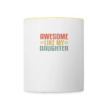 Génial comme ma fille graduation fille - Mug contrasté - blanc/jaune - Devant
