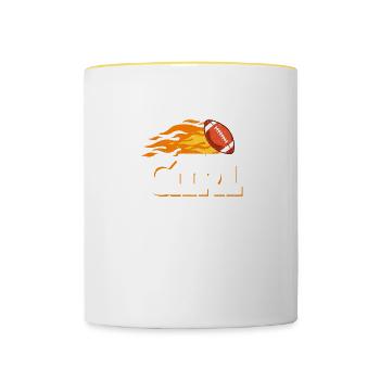 I Know I Play Like A Girl Try To Keep Up Football - Contrasting Mug - white/yellow - Front