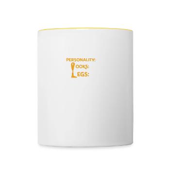Lustige Sprüche Behinderung Bein Amputation - Tasse zweifarbig - Weiß/Gelb - Vorne