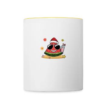 Weihnachten Wassermelone X-Mas Sommer Sonnenbrille - Tasse zweifarbig - Weiß/Gelb - Vorne