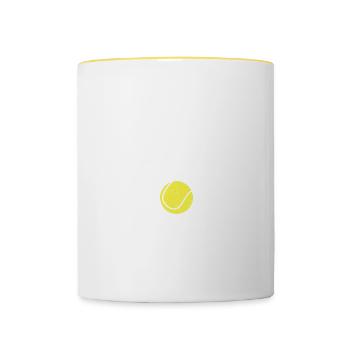 Mon cœur est sur ce court de tennis Mama Papa - Mug contrasté - blanc/jaune - Devant