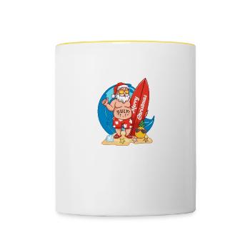 Joyeux Noël Weihnachten Santa Nikolaus Noël - Mug contrasté - blanc/jaune - Devant