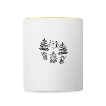 Outdoor Camping Liebhaber Baumhaus Wald Campen - Tasse zweifarbig - Weiß/Gelb - Vorne
