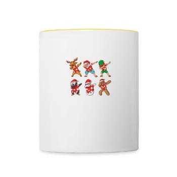 Dabbing Xmas Crew Santa Elf Deer Christmas In July - Contrasting Mug - white/yellow - Front
