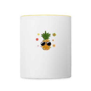 Funny Summer Christmas July Pineapple Sunglasses - Contrasting Mug - white/yellow - Front