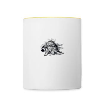 Funny Stab Rabbit Rodent Porcupine - Contrasting Mug - white/yellow - Front