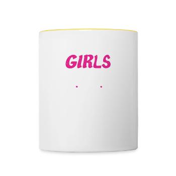 Girls Just Wanne Have Frauenrechte Feminismus - Tasse zweifarbig - Weiß/Gelb - Vorne